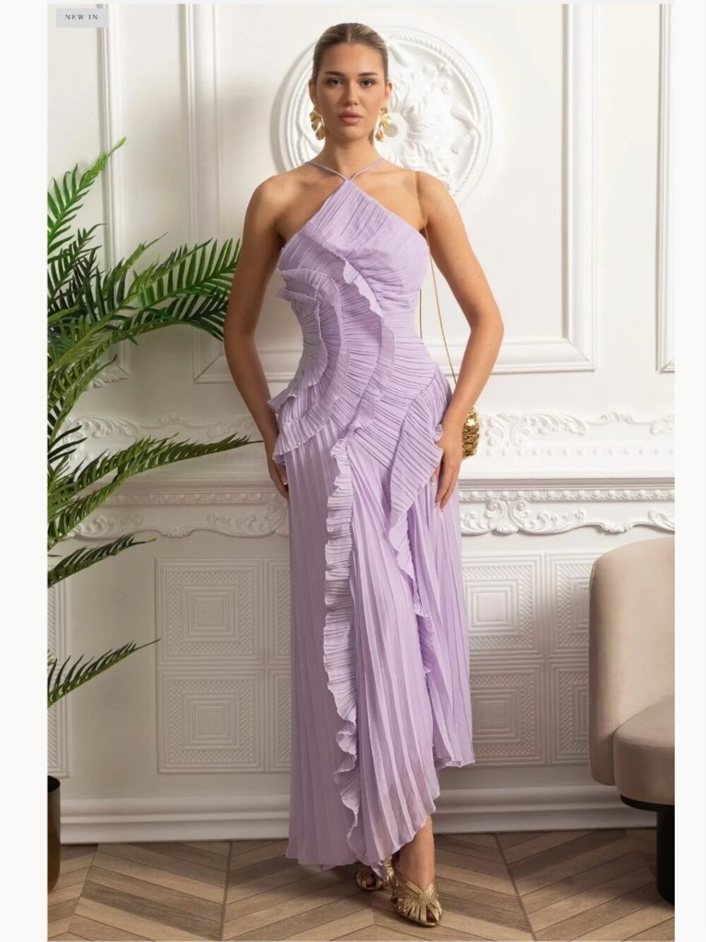 Sierra Darien Lavender Peated Midi Dress